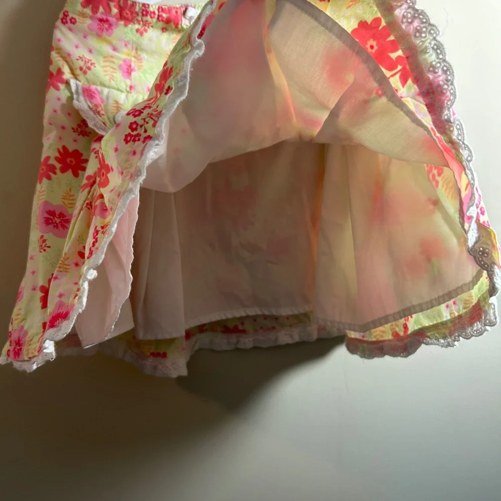 Talbots‎ Girls Sz 6 Floral Skirt Pockets Lace Trim Tiered Flouncy Sweetheart